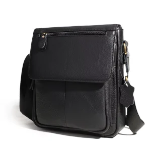 Genuine Cowhide Leather Vintage Flap Shoulder Messenger Bag for Men Casual Crossbody Handbag Fashion
