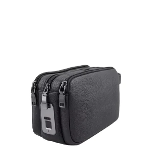 Genuine Leather Black Anti theft Fingerprint Lock Smart Zipper Closure Fashion Long Wallet Men’s Clutch Bag
