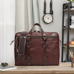 Genuine Leather Business Briefcase Bag for Men Genuine Leather Laptop Bag Women Men Leather Bag
