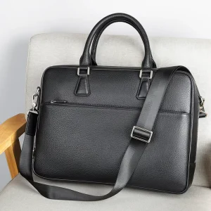 Genuine Leather Business Briefcase Men Shoulder Messenger Bag 15.6 Inch Leather Laptop Bag for Men Briefcase