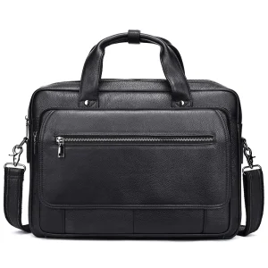 Genuine Leather Business Casual Laptop Bag Men’s Shoulder Bag Laptop Bags for Men Office Executive Leather Laptop Bags Unisex
