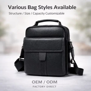 Genuine Leather Business Men’s Anti-Theft Crossbody Bag RFID Card Holder Multifunctional Shoulder Bag Large Capacity Tote