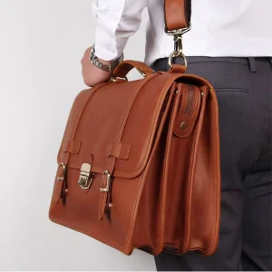 Genuine Leather Business Men’s Briefcase Male Shoulder Bag Real Leather Men Computer Bag