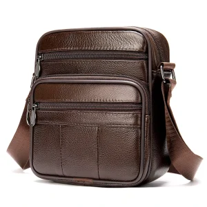 Genuine Leather Cowhide Cross Border Men’s Shoulder Bag Trendy Small Crossbody Backpack Handheld Cotton Lining Business Travel