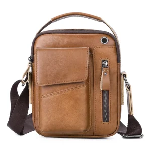 Genuine Leather Crossbody Bag for Men Messenger Bag Leather Designer Men’s Shoulder Bag Male Handbag