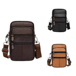 Genuine Leather Custom Logo Men’s Outdoor Crossbody Bag Waterproof
