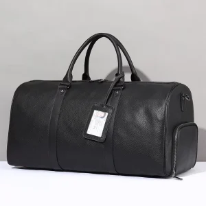 Genuine Leather Duffle Bag for Men High Quality and Durable Outdoor Gym Sports Travel Bag with Shoe Compartment
