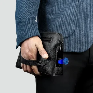 Genuine Leather Fashion Business Anti Theft Fingerprint Lock Waterproof Zipper Portable Men’s Clutch Handbag