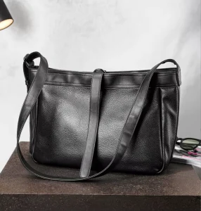Genuine Leather Large Capacity Men Daily Shoulder Tote Bag Custom Crossbody Bag for Business Travel Office Work Weekend Outings