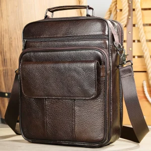 Genuine Leather Men Crossbody Shoulder Satchel Bag Handbag 13 Inch Laptop Bag Messenger Bag