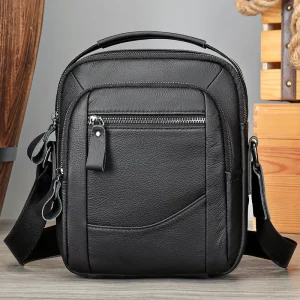 Genuine Leather Men Purse Satchel Messenger Bag Small Handbag Leather Crossbody Bag Men’s Shoulder Bags