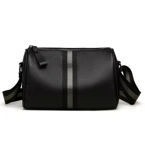 Genuine Leather Men’s Bag New Business and Leisure Shoulder Bag Large Capacity Wide Shoulder Strap Crossbody Bag