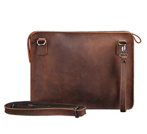 Genuine Leather Men’s Briefcase Business Bag Clutch Handbag Wristlet Wallet