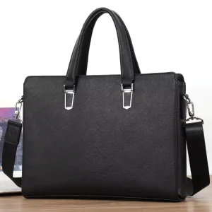Genuine Leather Men’s Briefcase Business Handbag Large Capacity Laptop Bag Shoulder Messenger Bag for Office Work