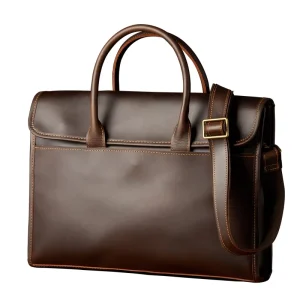 Genuine Leather Men’s Briefcase Business Laptop Bag Shoulder Crossbody Bag Office Handbag for Gifts