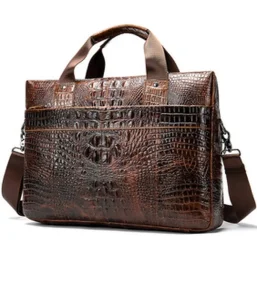 Genuine Leather Men’s Business Briefcase Laptop Handbag Fashionable Cowhide Waterproof Durable Shoulder Crossbody Bag