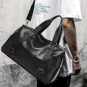 Genuine Leather Men’s Business Briefcase Large Capacity Waterproof Cowhide Leather Anti-Theft Travel Bag for Business Commute