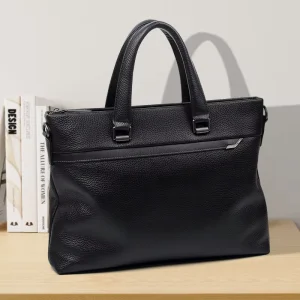 Genuine Leather Men’s Business Briefcase Waterproof Large Capacity Laptop Bag Commuting Shoulder Sling Bag