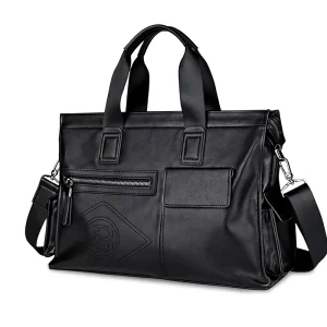 Genuine Leather Men’s Business Laptop Briefcase Casual Crossbody Handbag Stylish Cowhide Large Capacity Anti Theft for Business