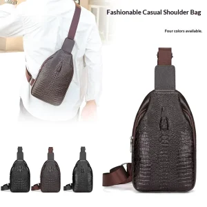 Genuine Leather Men’s Chest Bag Large Capacity Business Portable Shoulder Crossbody Bag Breathable Ultra light