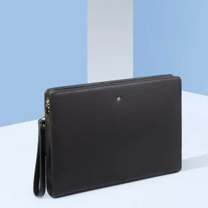 Genuine Leather Men’s Clutch Bag Large Capacity Cowhide Handheld Bag Stylish High Quality Envelope Style Business Wallet