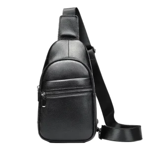 Genuine Leather Men’s Crossbody Chest Sling Bag Fashionable Single Shoulder Sport & Travel Backpack