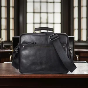 Genuine Leather Men’s Crossbody Messenger Shoulder Bag Fashion Business Travel Soft and Waterproof Bag