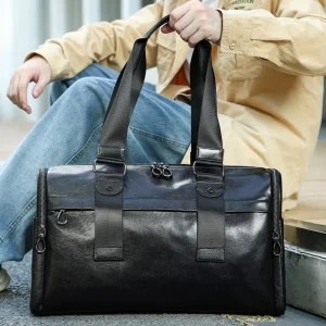 Genuine Leather Men’s High end Business Briefcase Handbag Durable Large Capacity Single shoulder Short Trip Bag Model
