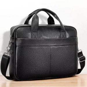 Genuine Leather Men’s Lightweight Urban Simplicity Briefcase 15.6 Inch Business Computer Bag Handheld