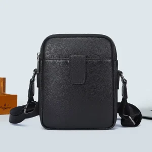 Genuine Leather Men’s Shoulder Crossbody Backpack New Casual Multi Functional Full Grain Cowhide Commutting Bag Polyester