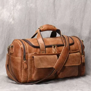 Genuine Leather Men’s Shoulder Crossbody Bag Leather Travel Bag