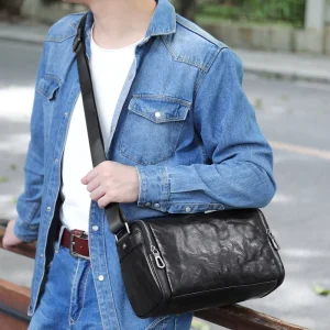 Genuine Leather Men’s Single-Shoulder Crossbody Bag High-end Fashion Brand First-layer Cowhide Casual Durable Model