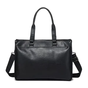 Genuine Leather Men’s Vegetable Tanned Cowhide Large Capacity Briefcase 14 Inch Computer Bag Polyester