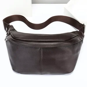 Genuine Leather Men’s Vintage Waterproof Top Handle Side Chest Small Crossbody Messenger Shoulder Bag