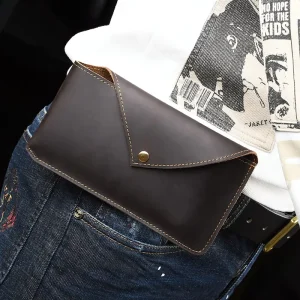 Genuine Leather Men’s Waist Bag String Closure Multi Functional Sporty Tactical Large Capacity European Style