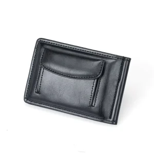 Genuine Leather Men’s Wallet with Front Pocket and Metal Money Clip Coin Wallet Factory Supply