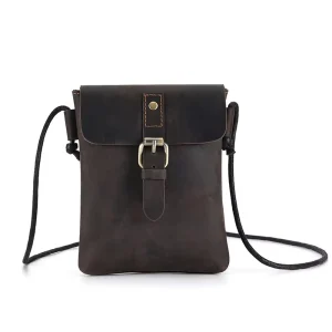 Genuine Leather Mobile Phone Bag Men’s Cross-border Retro Casual Style Crossbody Bag Small Men’s Bag