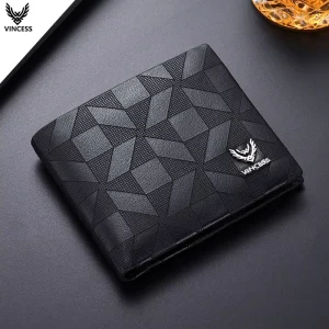 Genuine Leather Open Closure RFID Blocking Custom Logo Men’s Wallet & Card Holder Three Fold Money Bags for Men Wallets