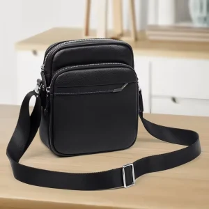 Genuine Leather Outdoor Tactical Sling Bag for Man Compact Chest Crossbody Bag Concealed Carry Shoulder Pack with Card Holders