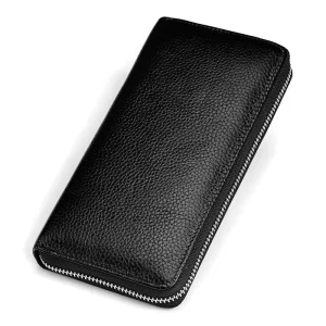 Genuine Leather RFID Long Wallet for Men Business Male Clutch Card Holder Purse Multi Function Phone Bags