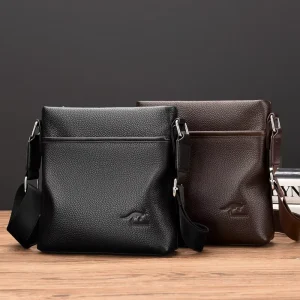 Genuine Leather Shoulder Bag Men’s Crossbody Leather Brown Business Travel Document Package Men’s Leather Bag