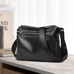 Genuine Leather Sling Messenger Shoulder Bag For Men Vintage Fashion Style Anti Theft Waterproof Luxury