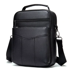 Genuine Leather Vertical Crossbody Bag Shoulder Bag High end Casual Business Cowhide Men’s Fashion Shoulder Bag