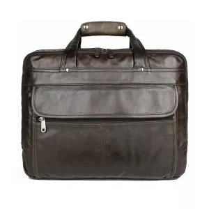 Genuine Leather Vintage Soft Men’s Business Laptop Briefcase Multifunctional Large Capacity Waterproof Shoulder Bag