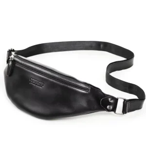 Genuine Leather Waist Bag Men’s Leather Fanny Pack Belt Bag Sling Men Bag Men Waist Pack Money Belt Pouch