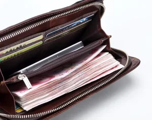 Genuine Leather Wallet Europe Style Men’s Clutch Bag Portable Leather Wallet for Men Cowhide Leather Bag