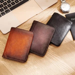 Genuine Leather Wallets for Men RFID Blocking Cards Holder Carteras Slim Male Cowhide Clutch Money Bag with ID Window