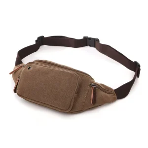 Geometric Outdoor Running Sports Men’s Canvas Barrel shaped Waist Bag Phone Cashier Multi Functional Large Capacity