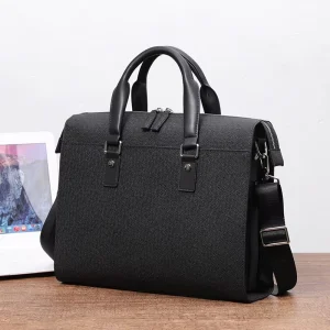 Gift Briefcase Men’s Leather Handbag Business Computer One Shoulder Oblique Span Bag Cross Pattern Bag