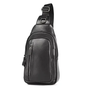 Good Quality Outdoor Man Genuine Leather Crossbody Shoulder Bags Leisure Multi Functional Men’s Chest Bag